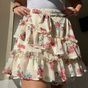 Derek Heart Floral Mini Skirt